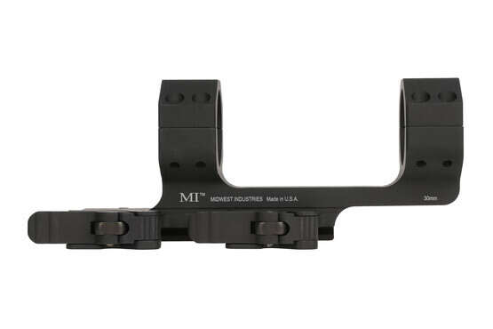Midwest Industries 30mm quick detach rifle scope mount places the scope's center height at 1.5in, compatible with up to 56mm objectives